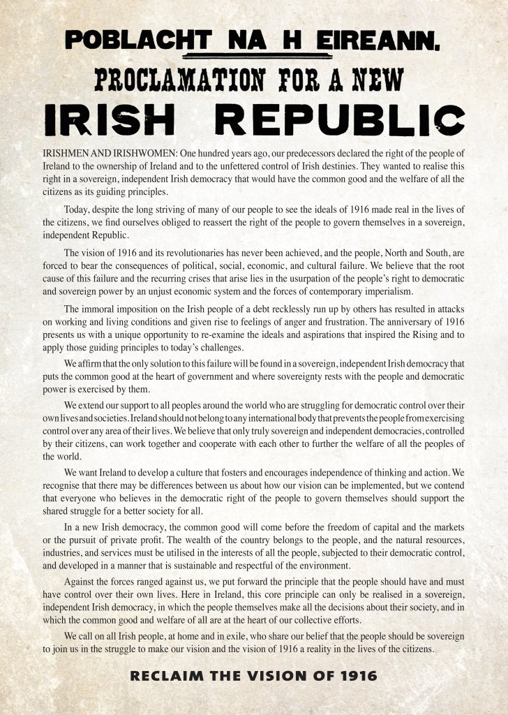 Reclaim the Vision of 1916 Proclamation